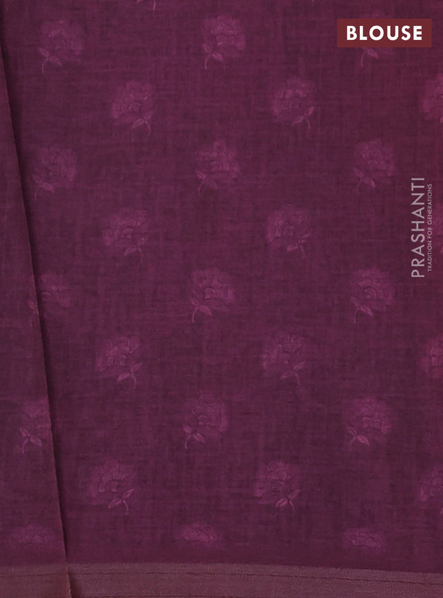 Semi tussar saree wine shade with allover kalamkari prints and zari woven border