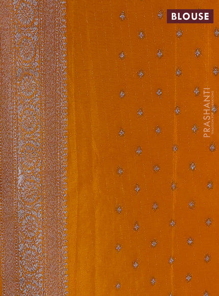 Banarasi semi crepe saree mustard yellow with woven buttas and woven border