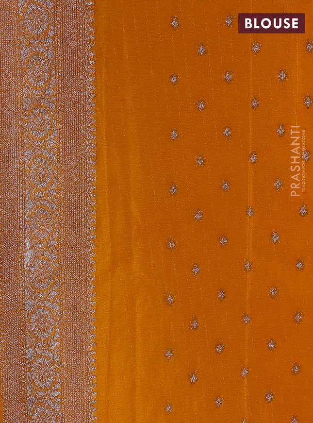 Banarasi semi crepe saree mustard yellow with woven buttas and woven border