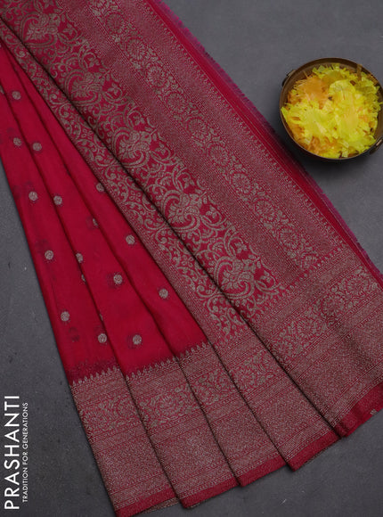 Banarasi semi crepe saree pink with woven buttas and woven border