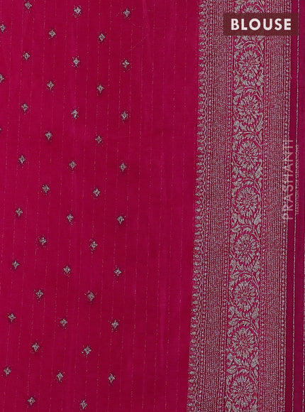 Banarasi semi crepe saree pink with woven buttas and woven border
