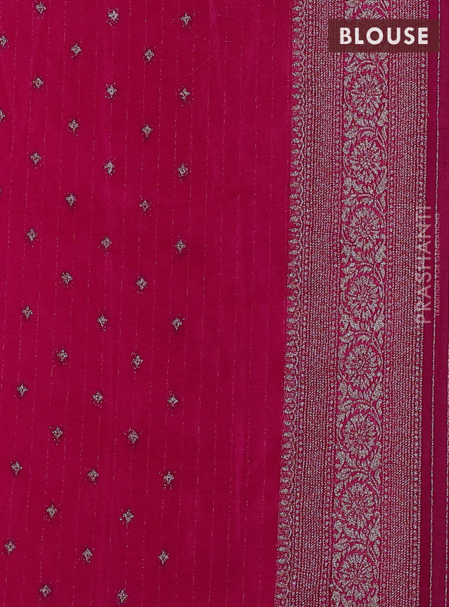 Banarasi semi crepe saree pink with woven buttas and woven border