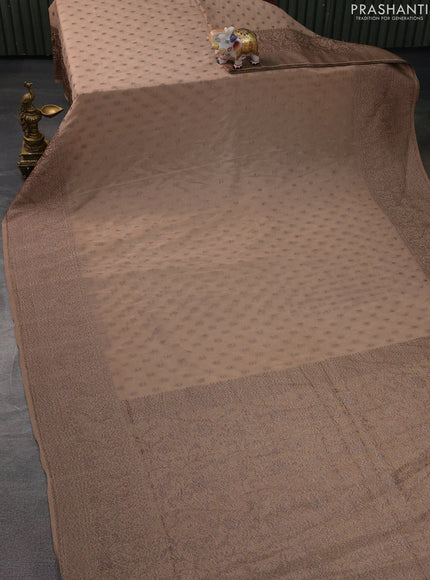 Banarasi semi crepe saree sandal with woven buttas and woven border