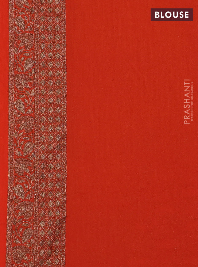 Banarasi semi crepe saree orange with woven buttas and woven border