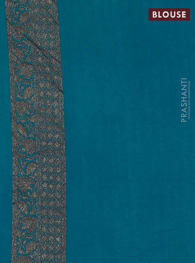 Banarasi semi crepe saree cs blue with woven buttas and woven border