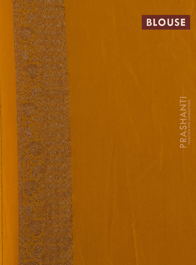 Banarasi semi crepe saree mango yellow with woven buttas and woven border