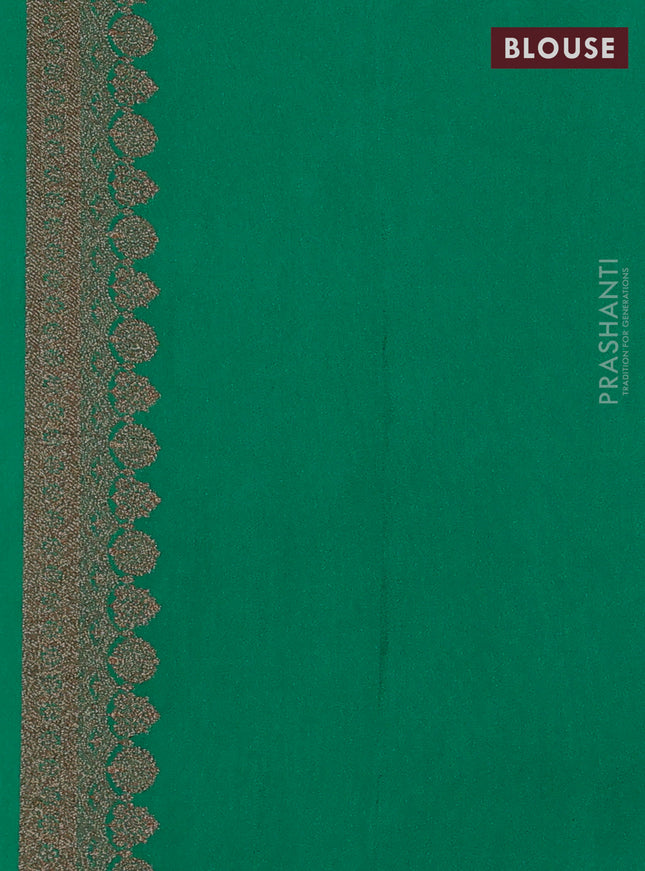Banarasi semi crepe saree teal green with woven buttas and woven border