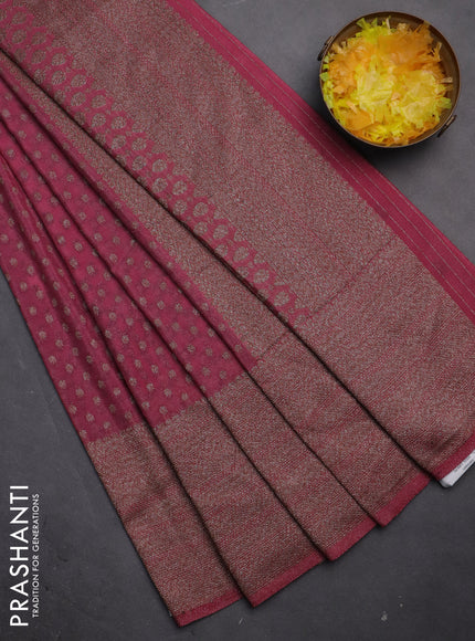 Banarasi semi crepe saree mauve pink with woven buttas and woven border