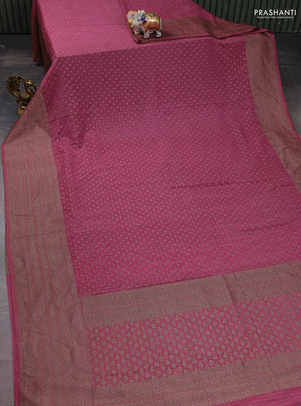 Banarasi semi crepe saree mauve pink with woven buttas and woven border