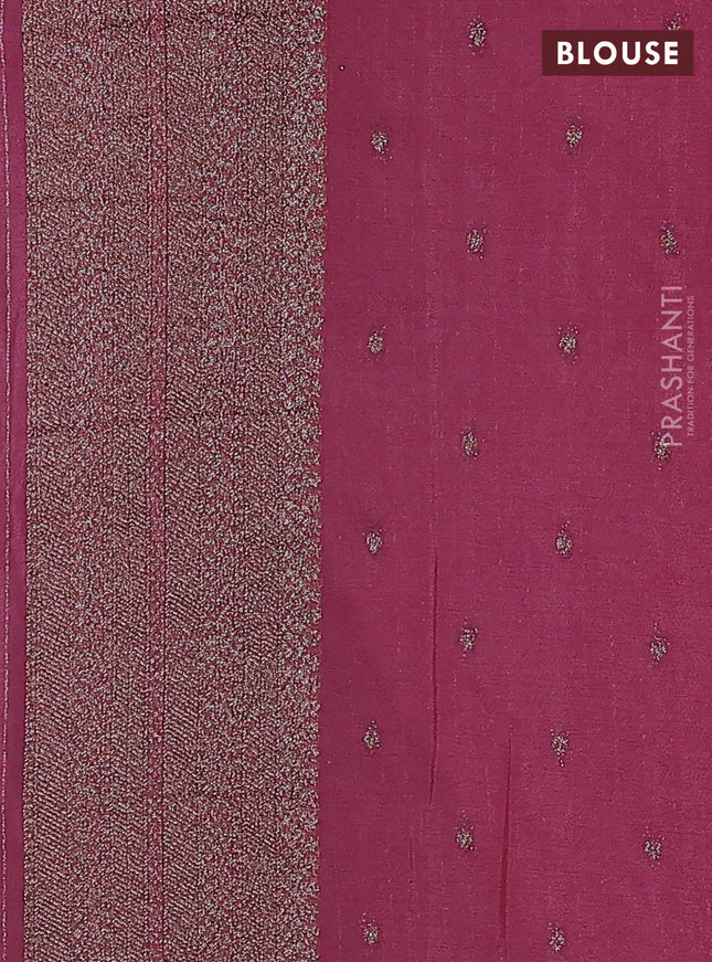 Banarasi semi crepe saree mauve pink with woven buttas and woven border