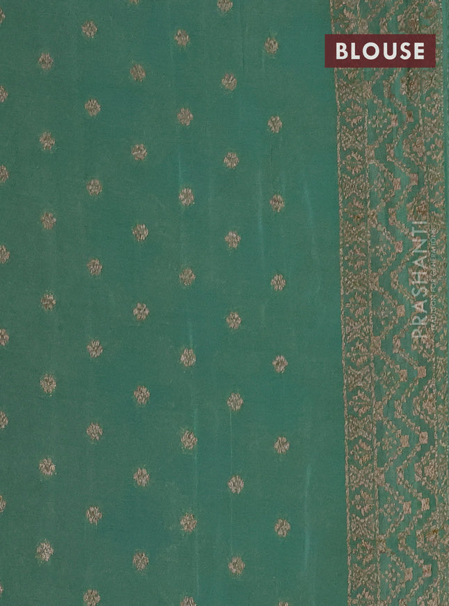 Banarasi semi crepe saree pastel green with allover thread & zari weaves and woven border