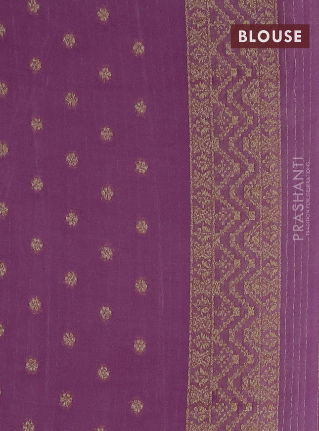 Banarasi semi crepe saree lavender with allover thread & zari weaves and woven border
