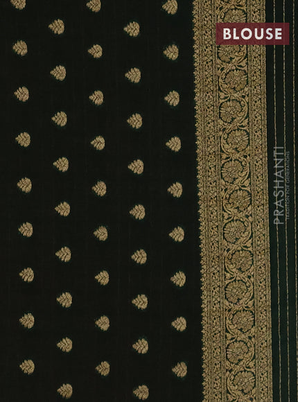 Banarasi semi crepe saree orange and green with woven buttas and woven border