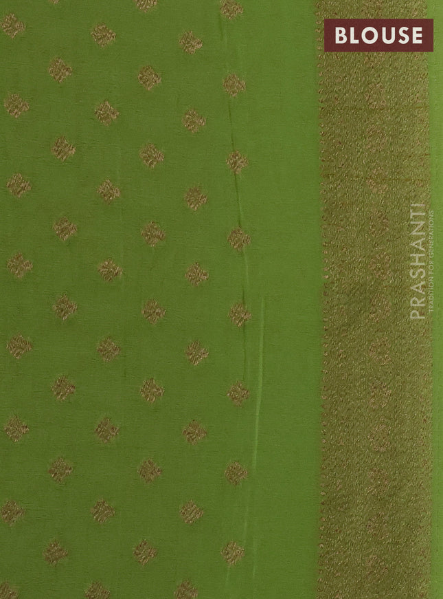 Banarasi semi crepe saree light green with woven buttas and woven border