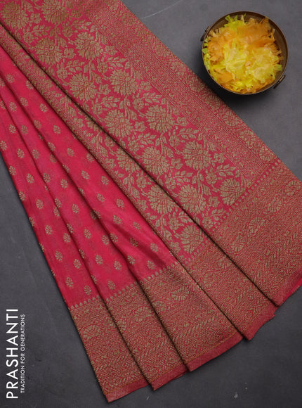 Banarasi semi crepe saree pink with woven buttas and woven border