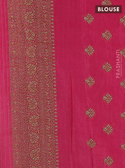 Banarasi semi crepe saree pink with woven buttas and woven border