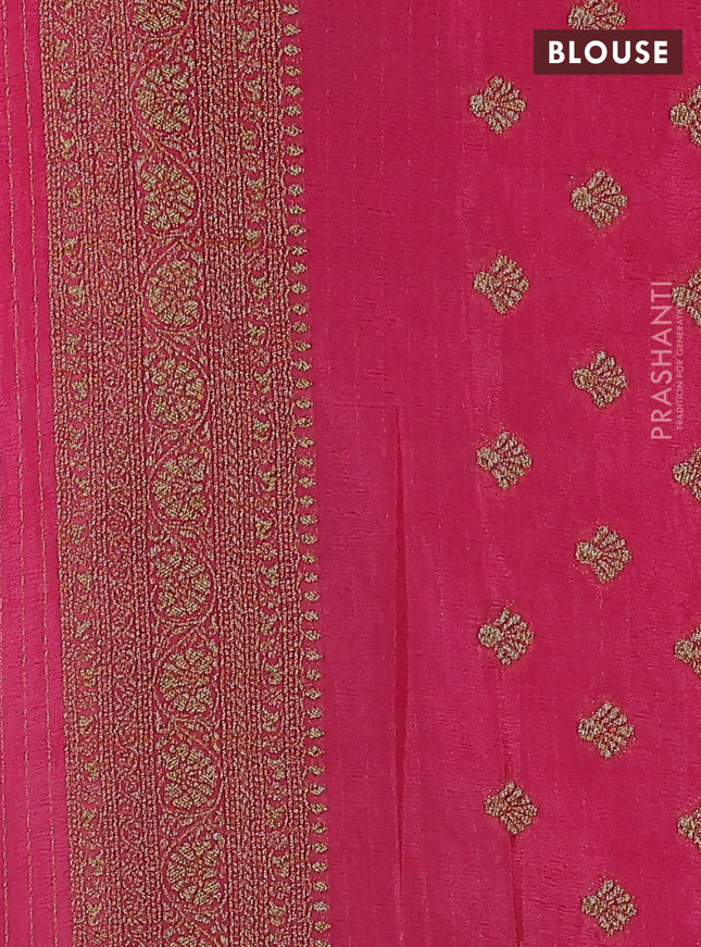 Banarasi semi crepe saree pink with woven buttas and woven border