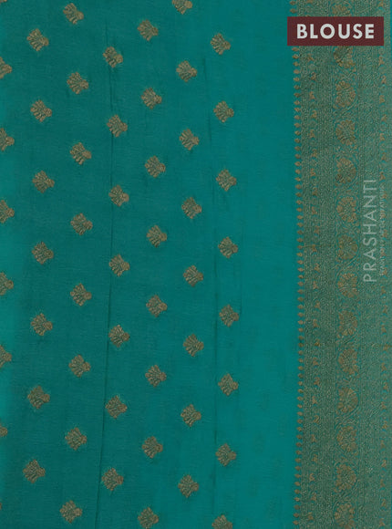 Banarasi semi crepe saree teal blue with woven buttas and woven border