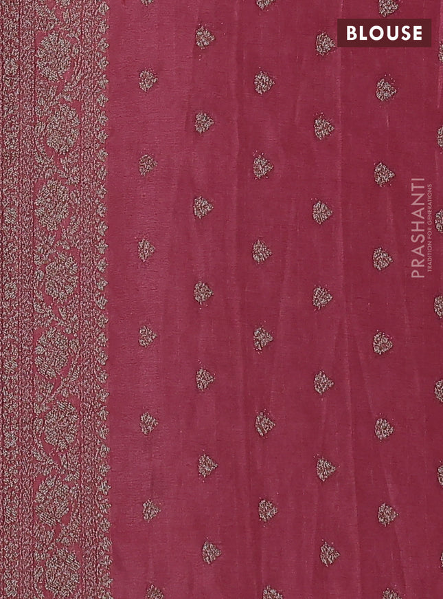 Banarasi semi crepe saree mauve pink with woven buttas and woven border