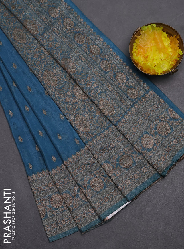 Banarasi semi crepe saree pastel blue with woven buttas and woven border