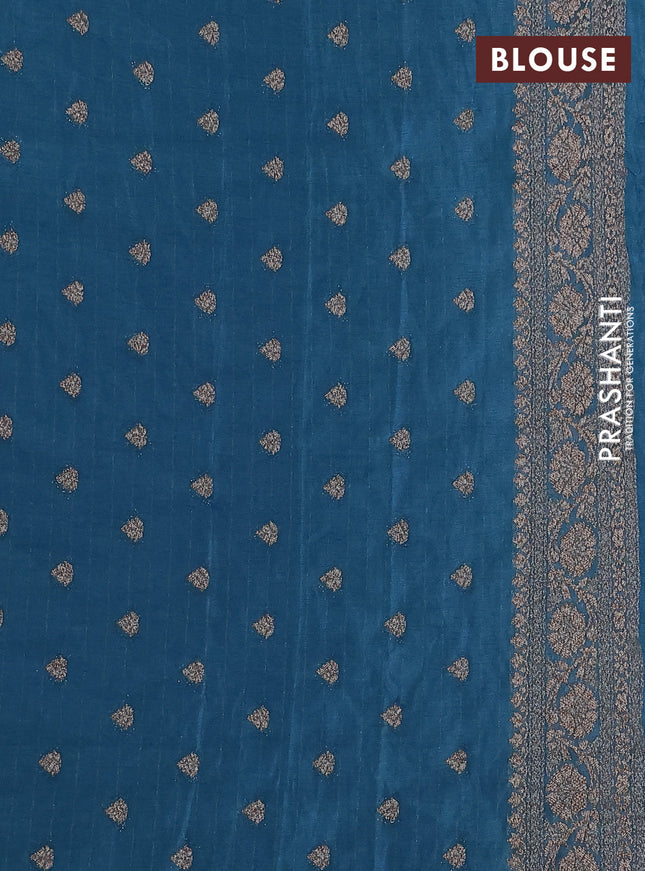Banarasi semi crepe saree pastel blue with woven buttas and woven border