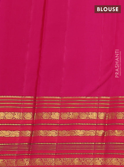 Pure kanchipuram silk saree teal green and pink with allover zari woven brocade weaves and zari woven korvai border
