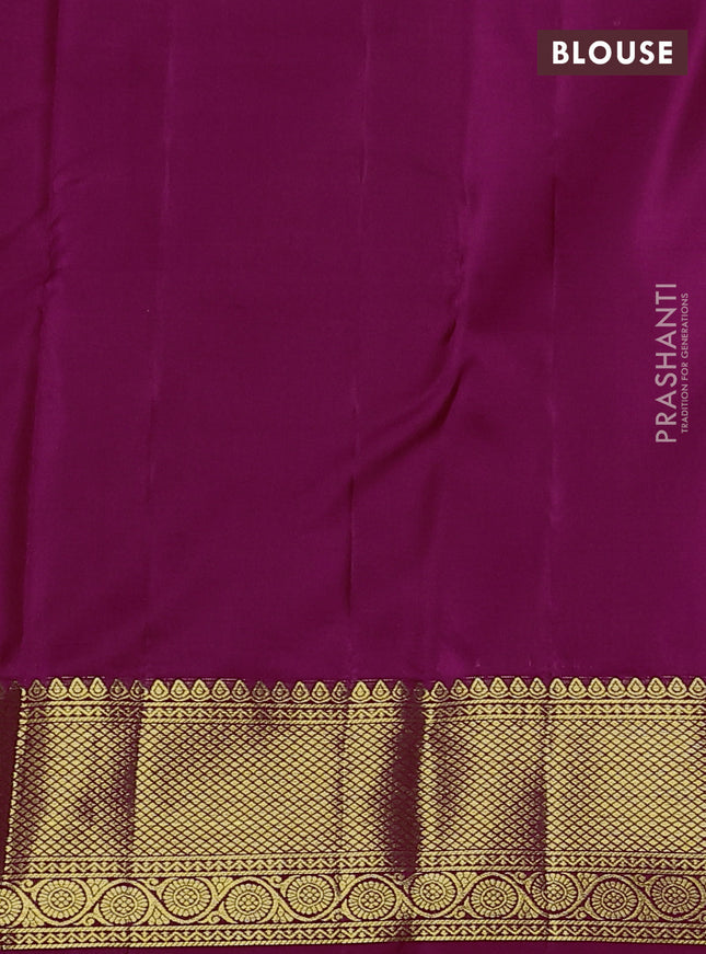 Pure kanchipuram silk saree dark magenta pink with allover zari checks & buttas and zari woven border