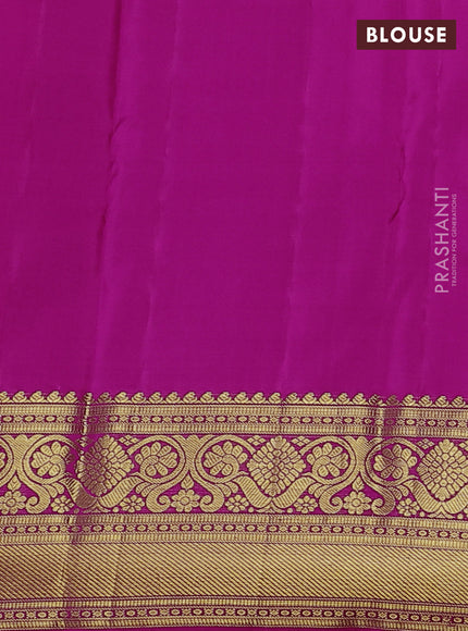Pure kanchipuram silk saree magenta pink with allover zari woven brocade weaves and zari woven border