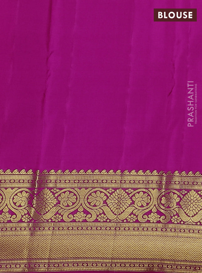 Pure kanchipuram silk saree magenta pink with allover zari woven brocade weaves and zari woven border