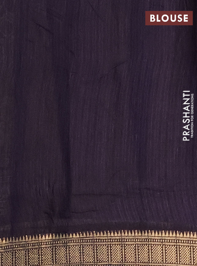 Semi maheshwari cotton saree sap green and deep jamun with allover butta prints and zari woven border