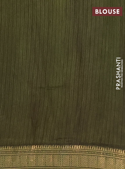 Semi maheshwari cotton saree dark blue and sap green with allover butta prints and zari woven border