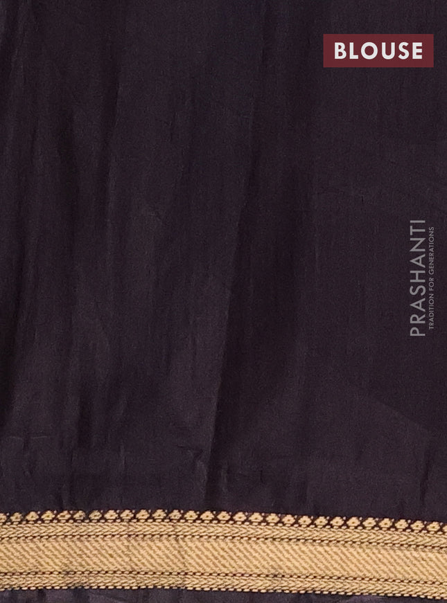 Semi maheshwari cotton saree maroon and dark blue with allover kalamkari prints and zari woven border