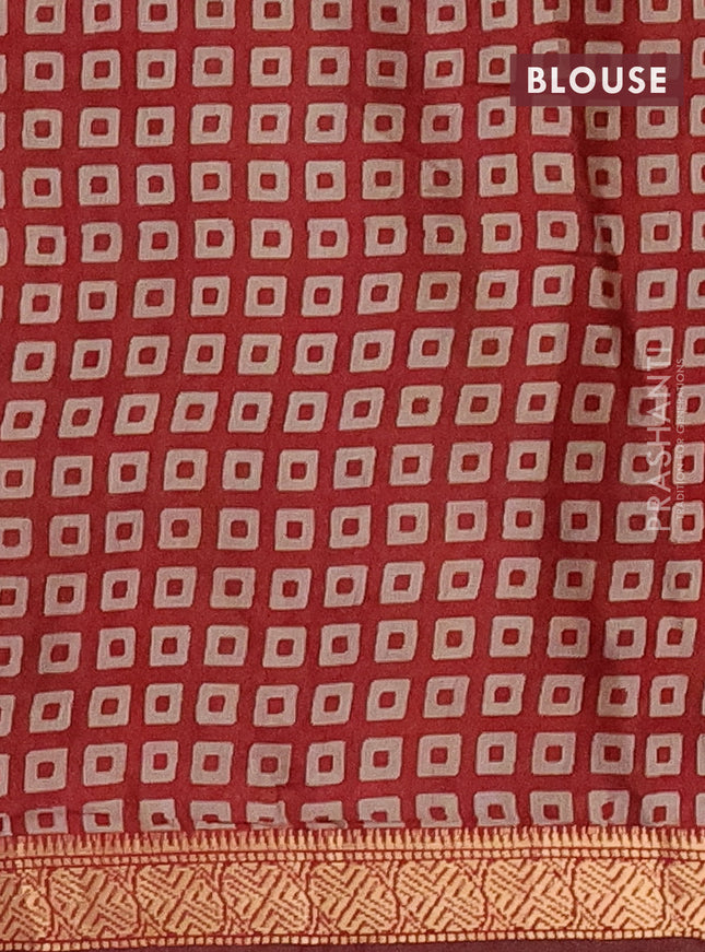 Semi maheshwari cotton saree coffee brown and maroon with allover kalamkari prints and zari woven border