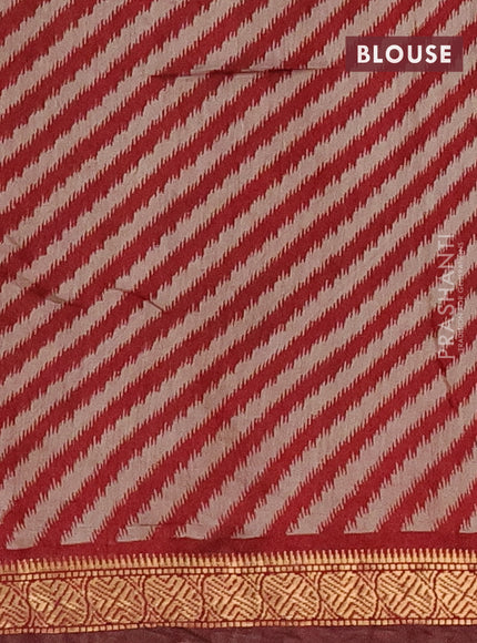 Semi maheshwari cotton saree coffee brown and maroon with allover butta prints and zari woven border