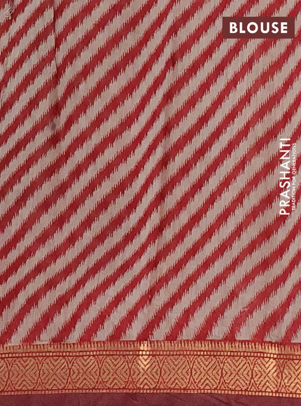 Semi maheshwari cotton saree green and maroon with allover butta prints and zari woven border