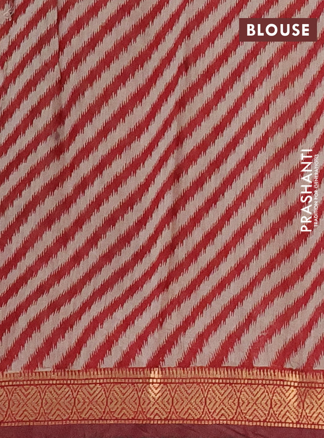 Semi maheshwari cotton saree green and maroon with allover butta prints and zari woven border