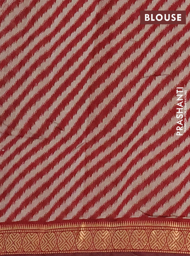 Semi maheshwari cotton saree dark mustard and maroon with allover butta prints and zari woven border