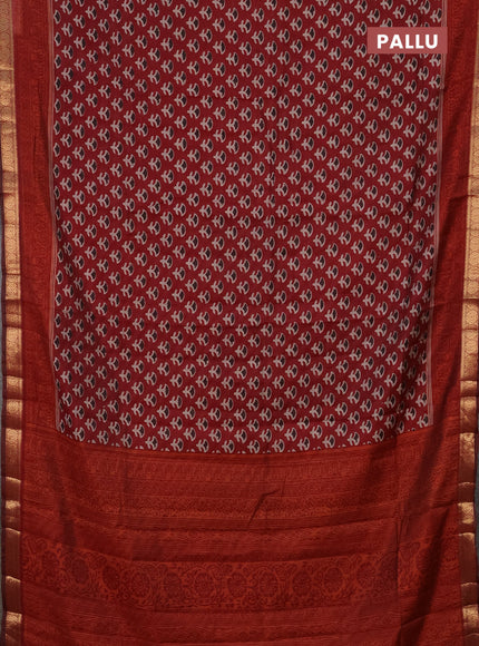 Semi maheshwari cotton saree maroon with allover butta prints and zari woven border