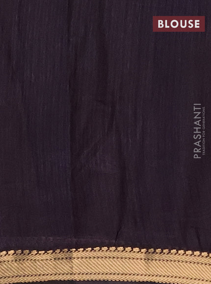 Semi maheshwari cotton saree sap green and deep jamun with allover kalamkari prints and zari woven border