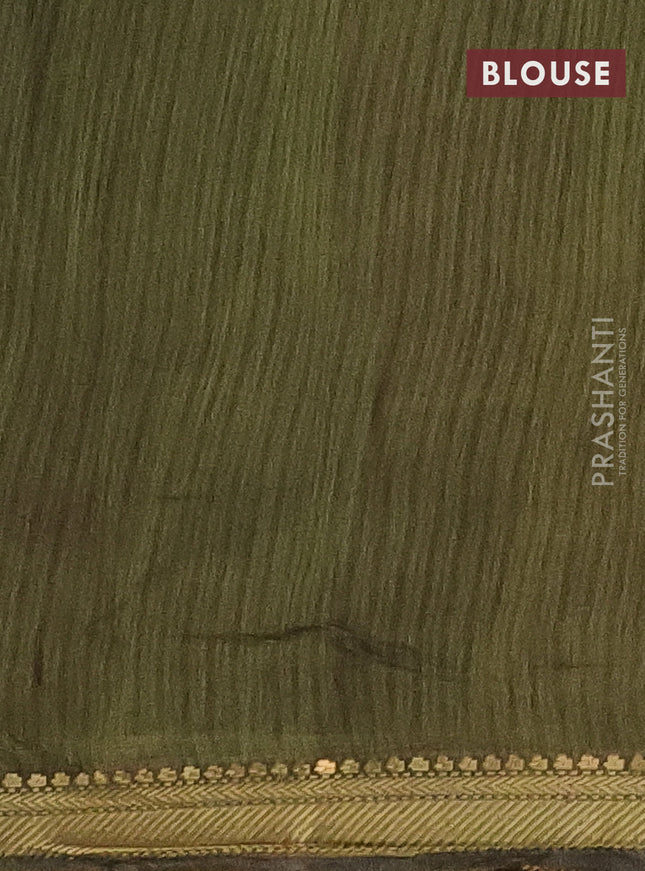 Semi maheshwari cotton saree deep jamun and sap green with allover kalamkari prints and zari woven border