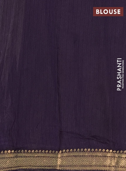 Semi maheshwari cotton saree beige and dark blue with allover prints and zari woven border