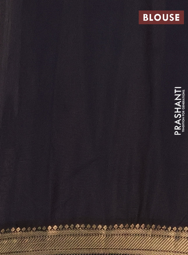 Semi maheshwari cotton saree beige and black with allover prints and zari woven border