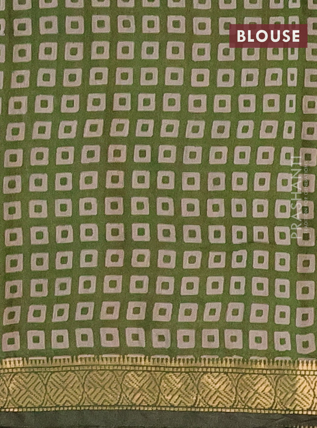 Semi maheshwari cotton saree green and sap green with allover floral prints and zari woven border