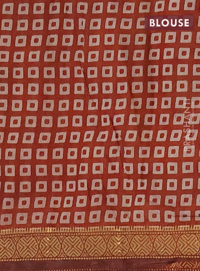 Semi maheshwari cotton saree sandal and maroon with allover floral prints and zari woven border