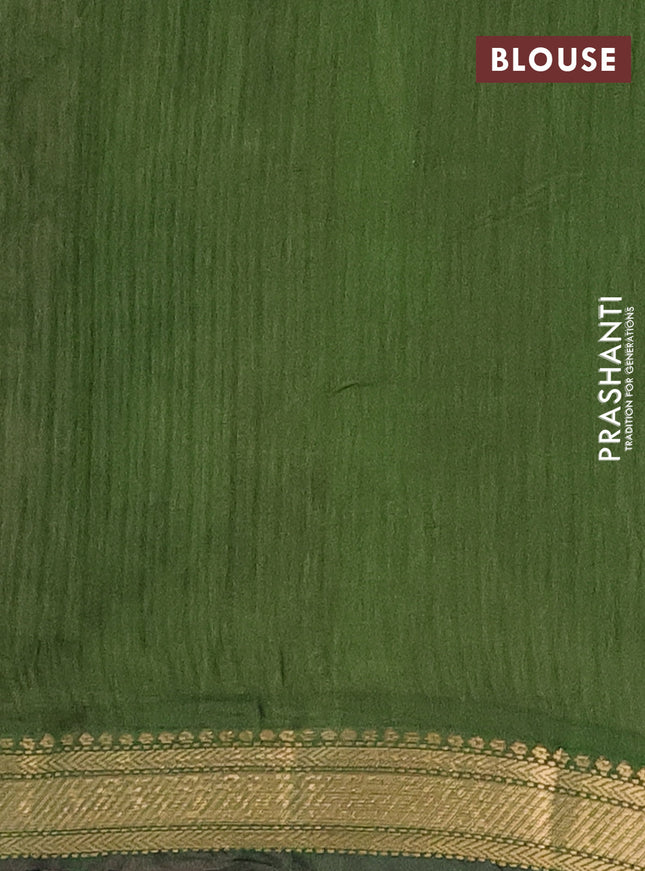 Semi maheshwari cotton saree blue and sap green with allover kalamkari prints and zari woven border