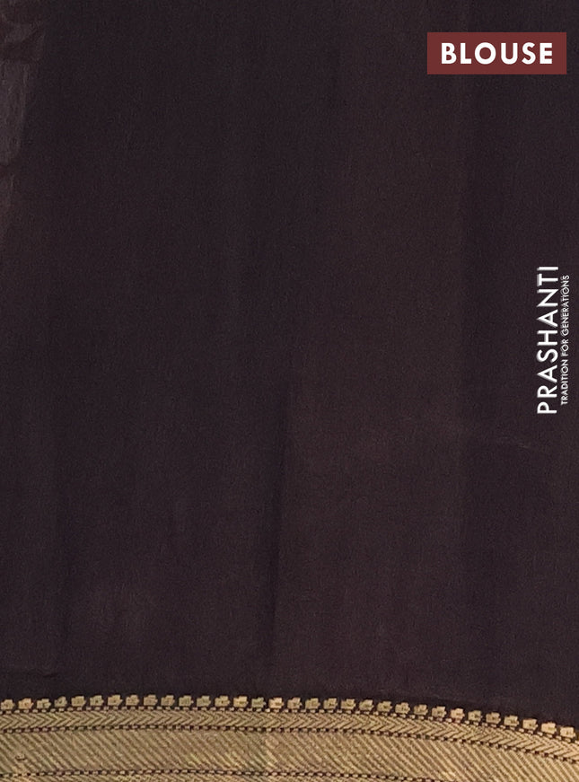 Semi maheshwari cotton saree maroon and black with allover kalamkari prints and zari woven border