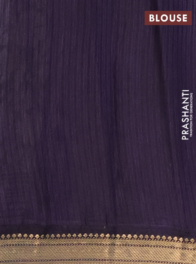 Semi maheshwari cotton saree sap green and dark blue with allover kalamkari prints and zari woven border