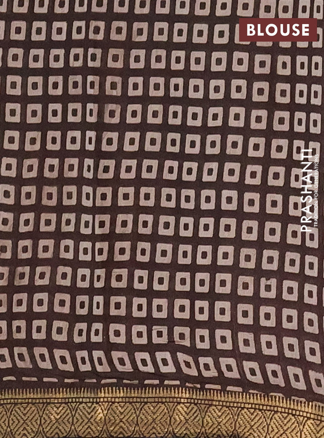 Semi maheshwari cotton saree maroon and black with allover kalamkari prints and zari woven border