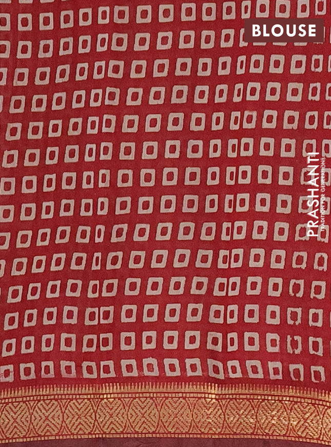 Semi maheshwari cotton saree dark mustard and maroon with allover kalamkari prints and zari woven border