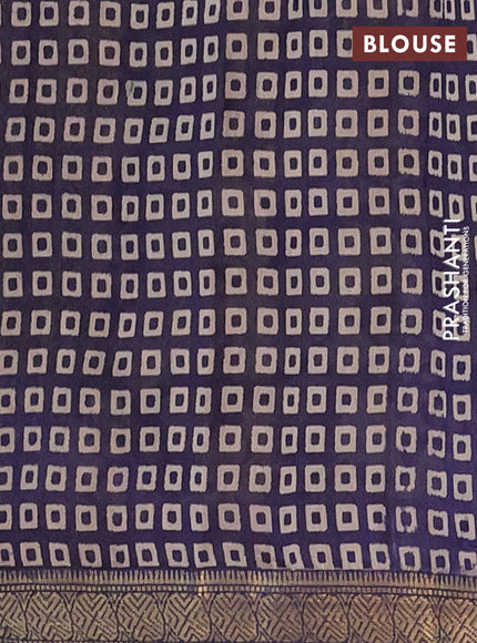 Semi maheshwari cotton saree sap green and deep jamun with allover kalamkari prints and zari woven border